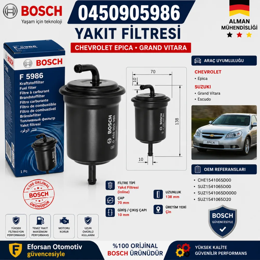 YAKIT FİLİTRESİ CHEVROLET EPİCA GRAND VİTRİA 0450905986