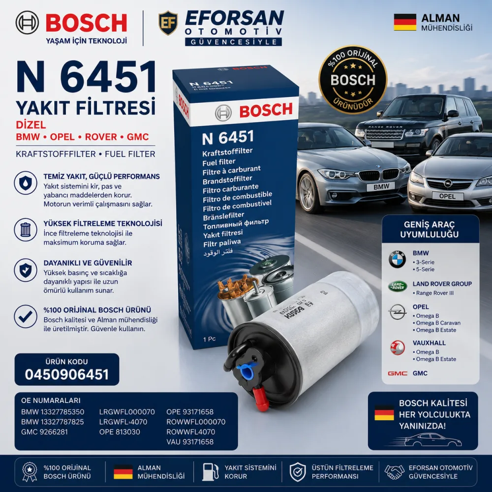 YAKIT FİLİTRESİ DİZEL BMW OPEL ROVER GMC 0450906451