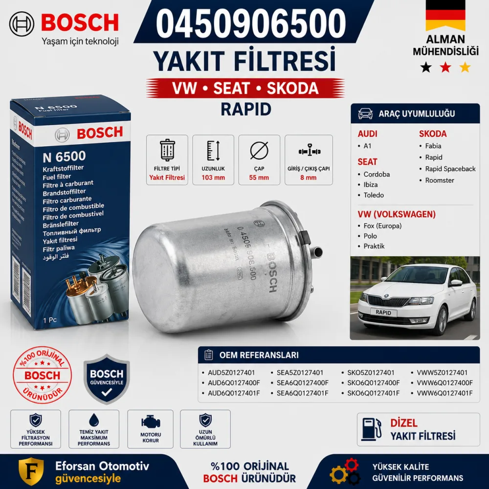 YAKIT FİLTRESİ VW SEAT SKODA RAPİT 0450906500