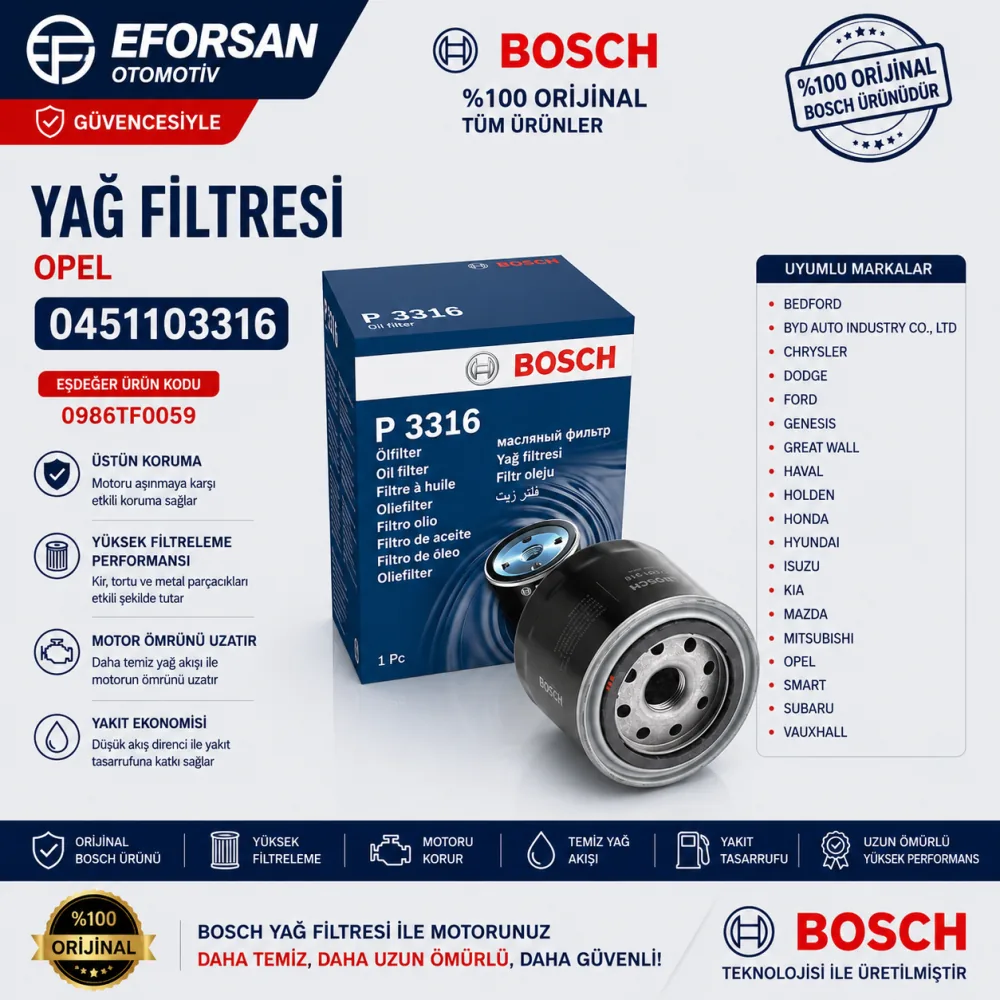 YAĞ FİLİTRESİ OPEL 0986TF0059 0451103316