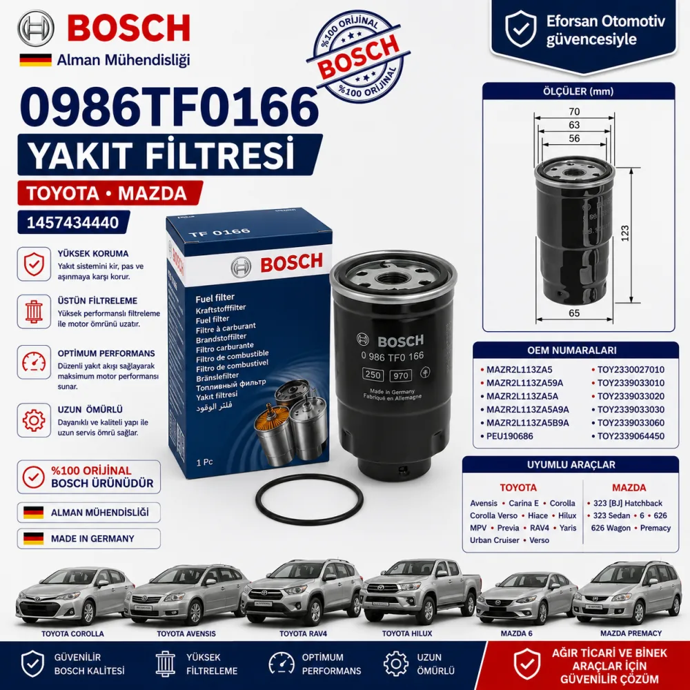 Yakıt Filtresi Toyota Mazda Uyumlu 0986TF0166