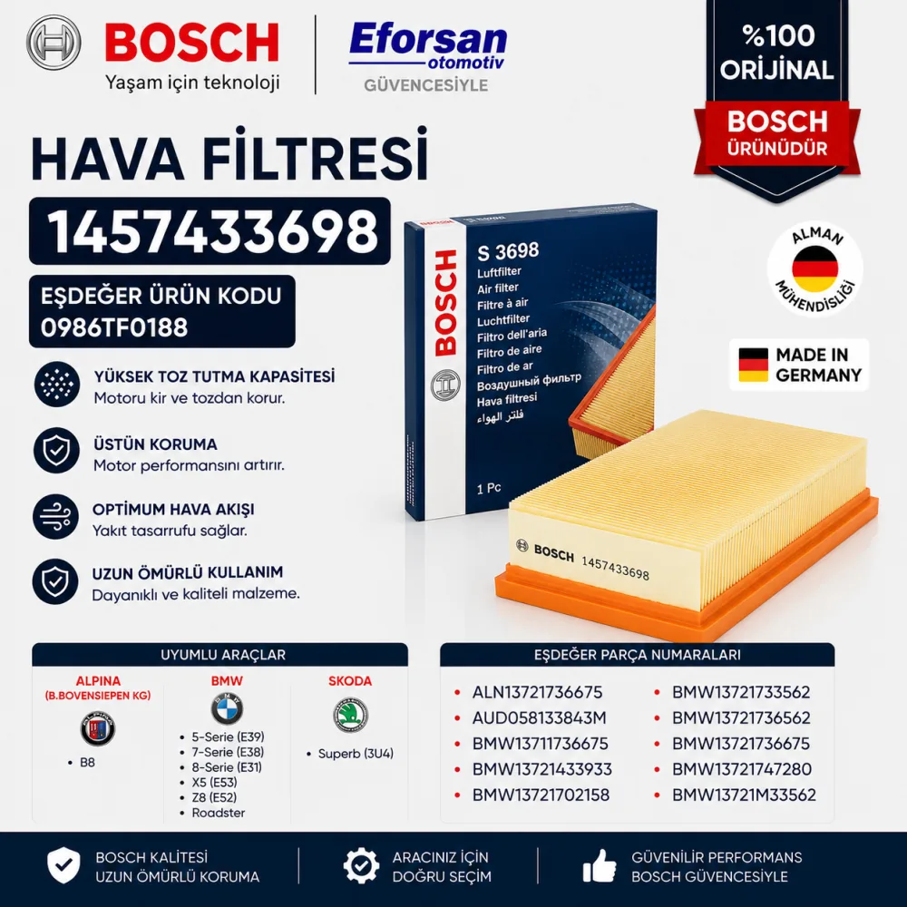 Hava Filtresi Bmw Volkswagen Audi Uyumlu 1457433698
