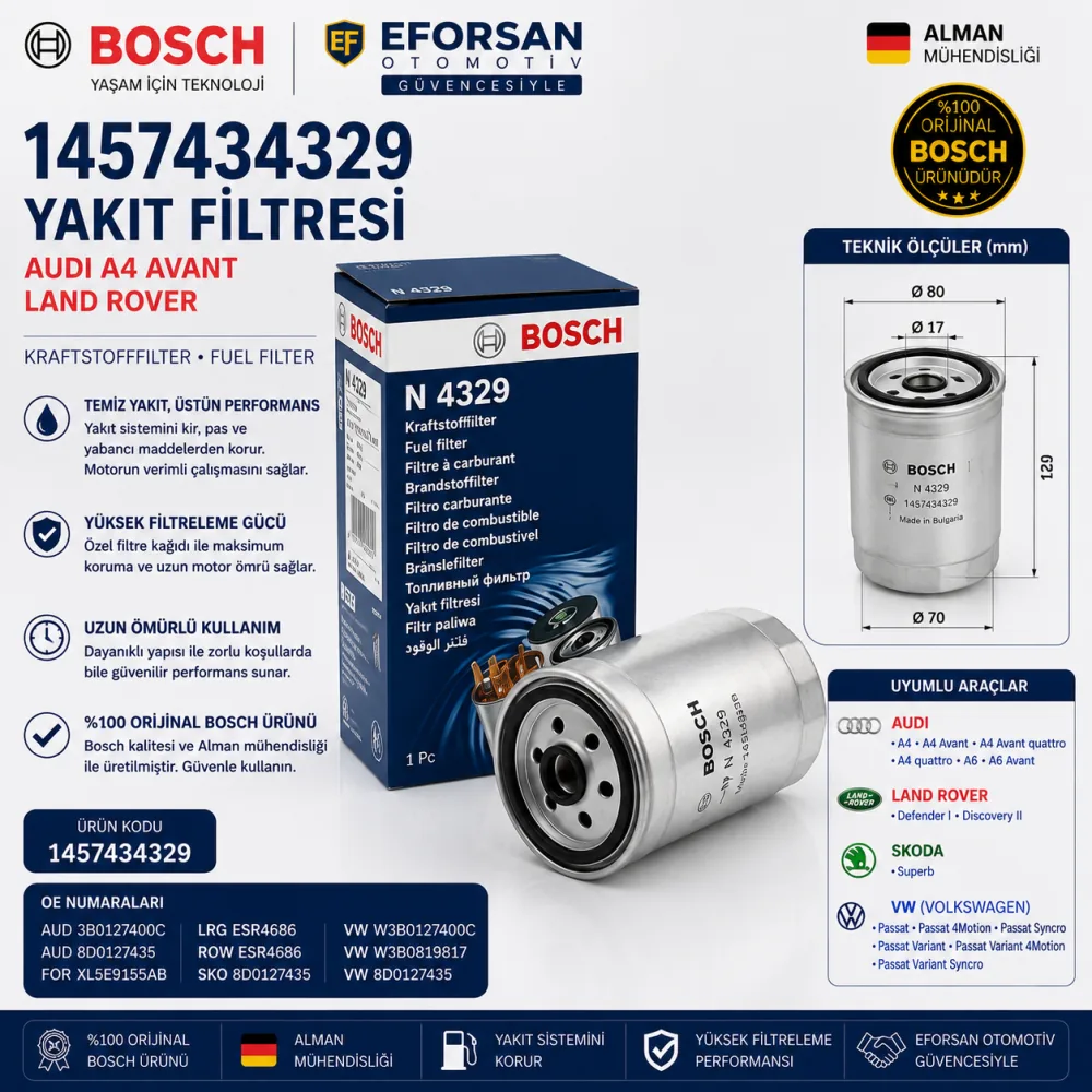 Yakıt Filtresi Audi Land Rover Uyumlu 1457434329