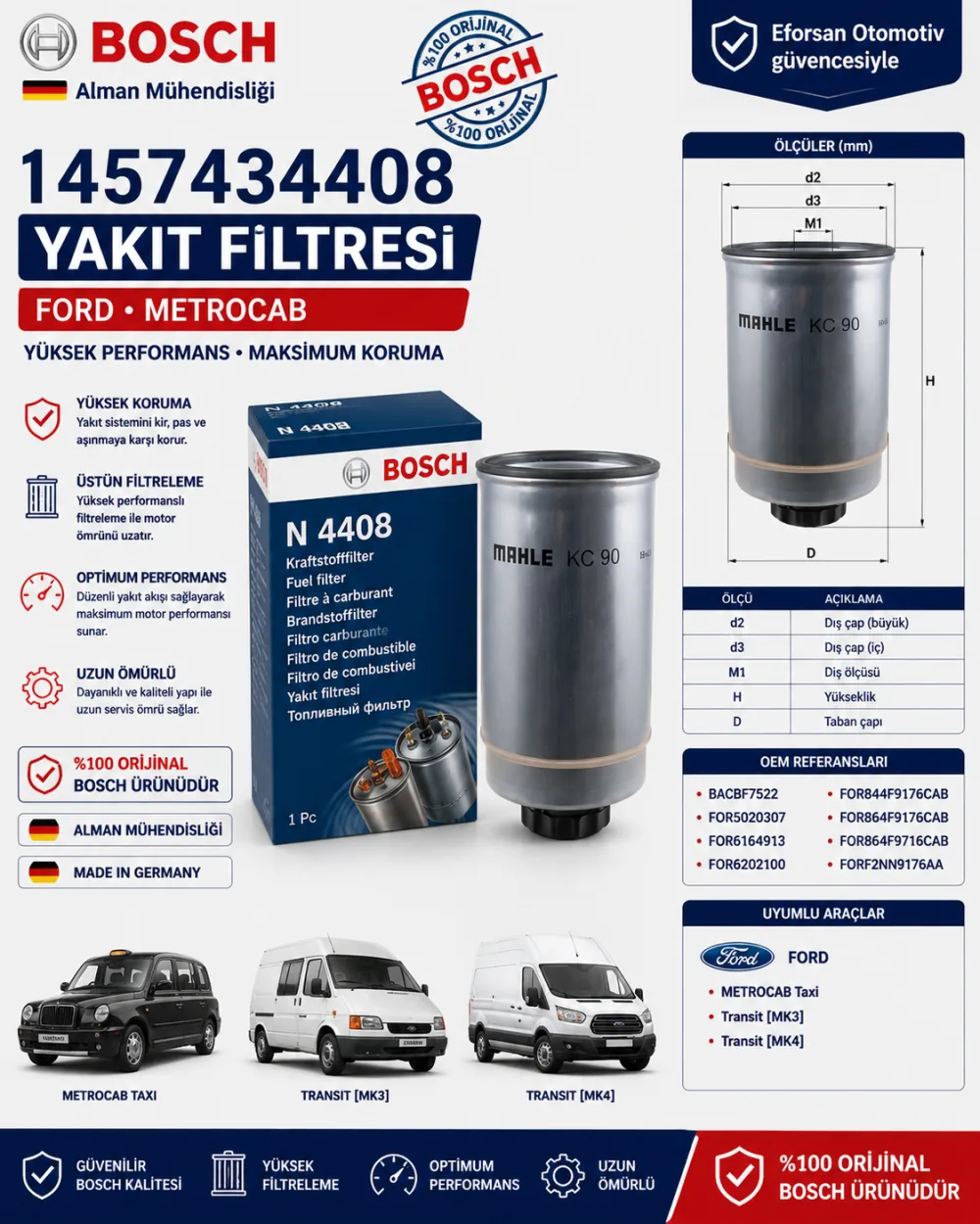 Yakıt Filtresi Ford Uyumlu 1457434408