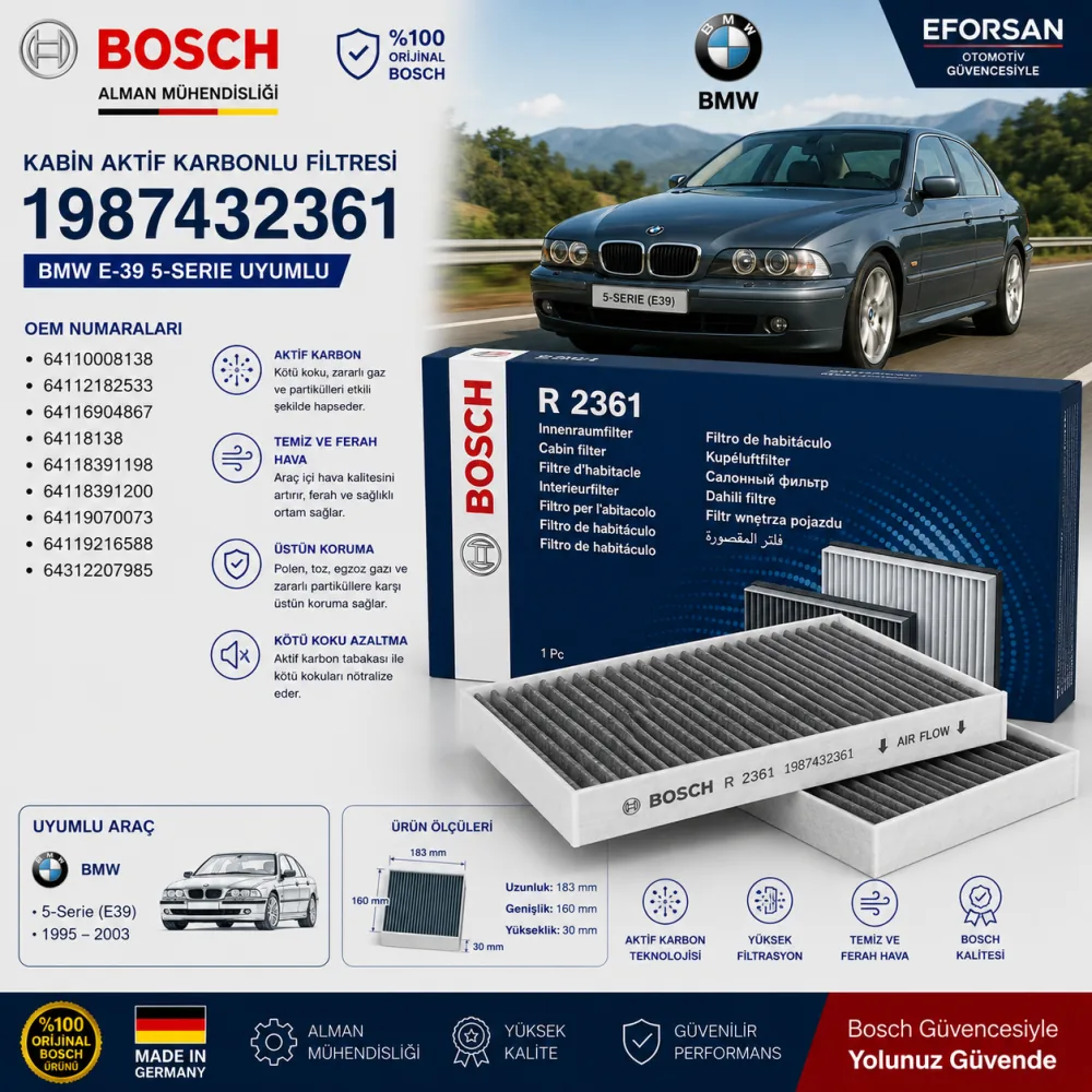 Polen Kabin Filtresi Bmw Uyumlu 1987432361