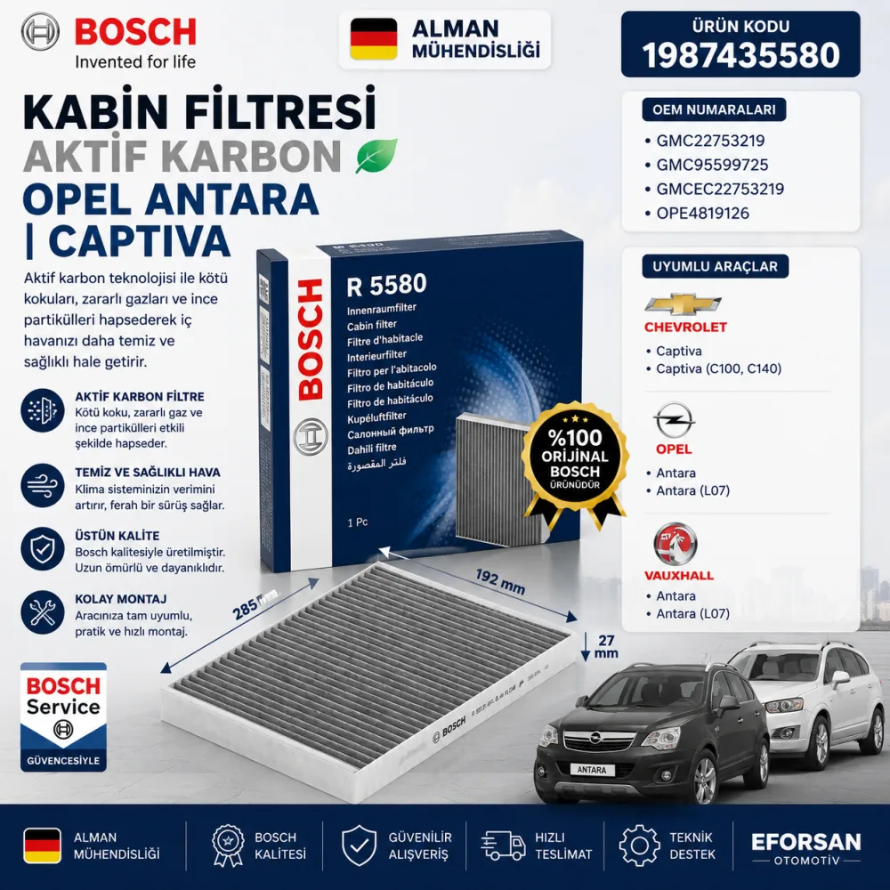 Polen Kabin Filtresi Opel Chevrolet Uyumlu 1987435580