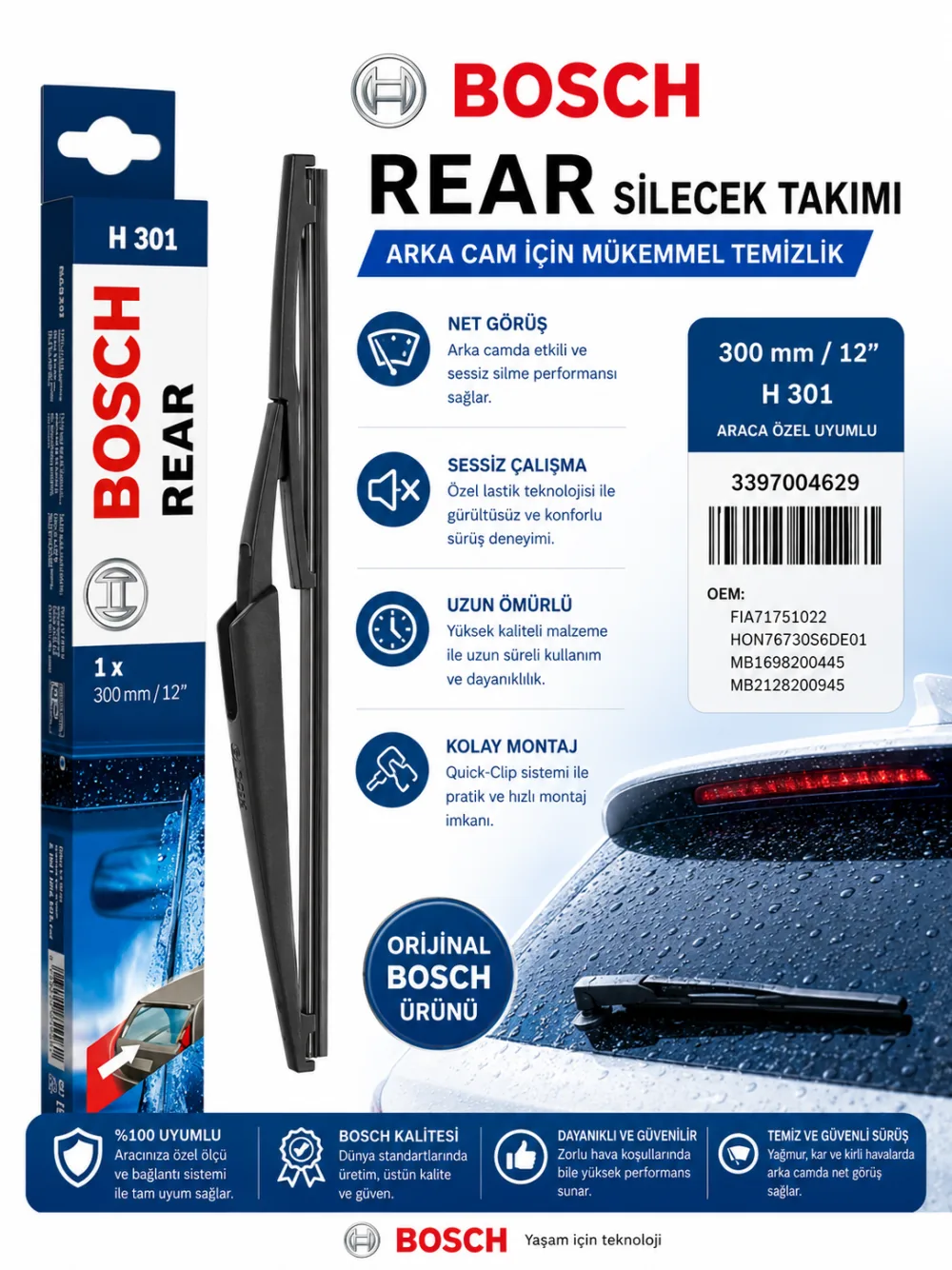 H301 Silecek Takımı 300 mm Corsa Uyumlu 3397004629