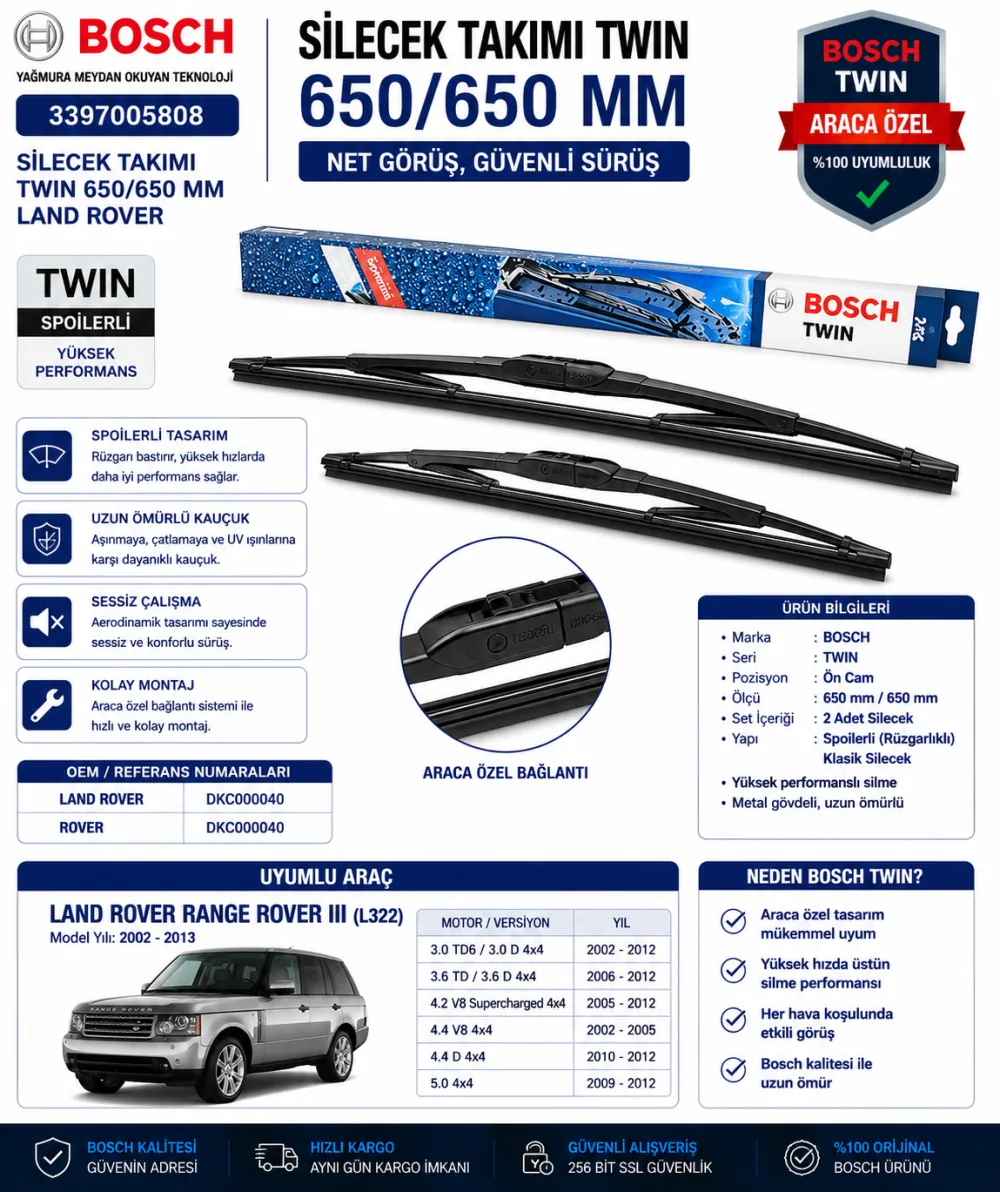 Twin Silecek Takımı 650/650 mm Land Uyumlu 3397005808