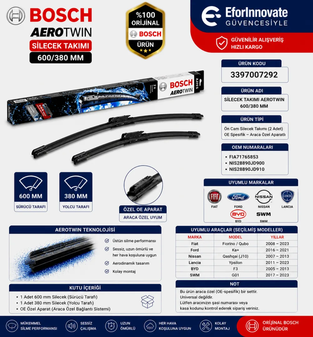 Aerotwin Silecek Takımı 600/380 mm 3397007292