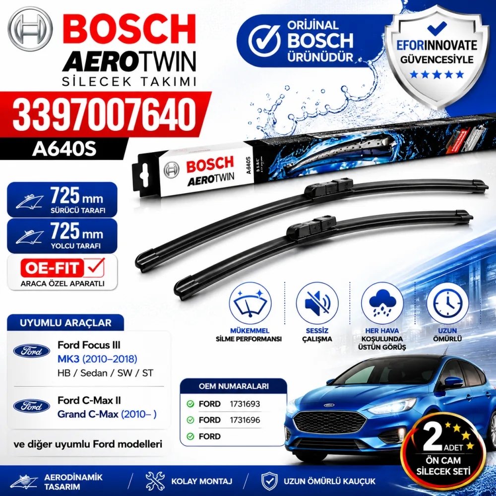Aerotwin Silecek Takımı 725/725 mm Focus Uyumlu 3397007640