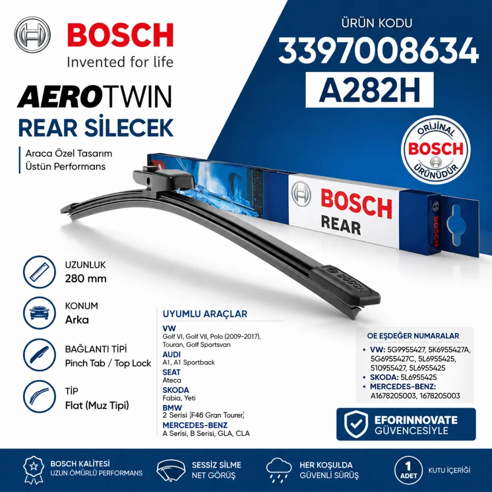 Aerotwin Arka Cam Sileceği 280 mm Volkswagen Golf Polo Uyumlu 3397008634