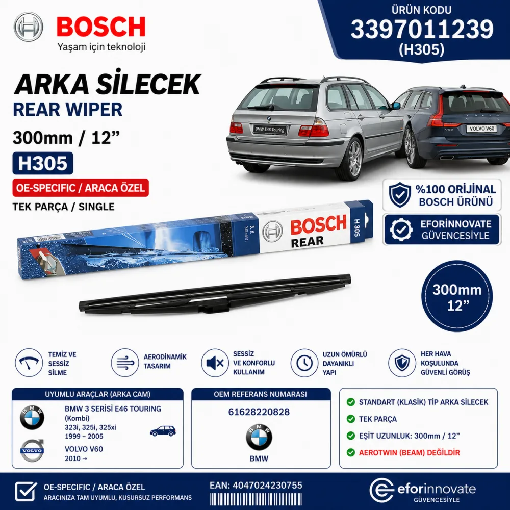 Arka Cam Sileceği 305 mm Bmw Uyumlu 3397011239
