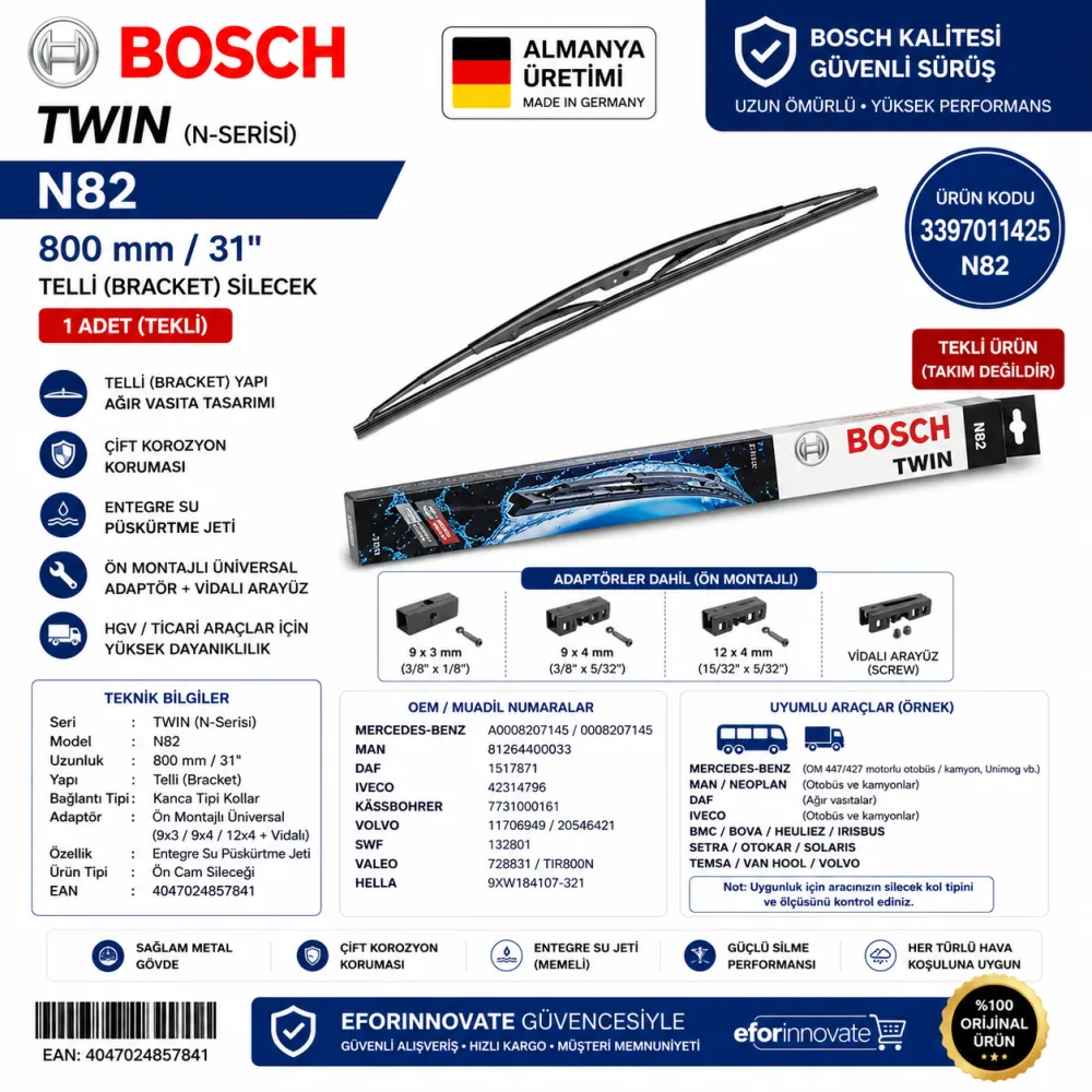 Aerotwin Silecek Takımı 800 mm Mercedes Uyumlu 3397011425