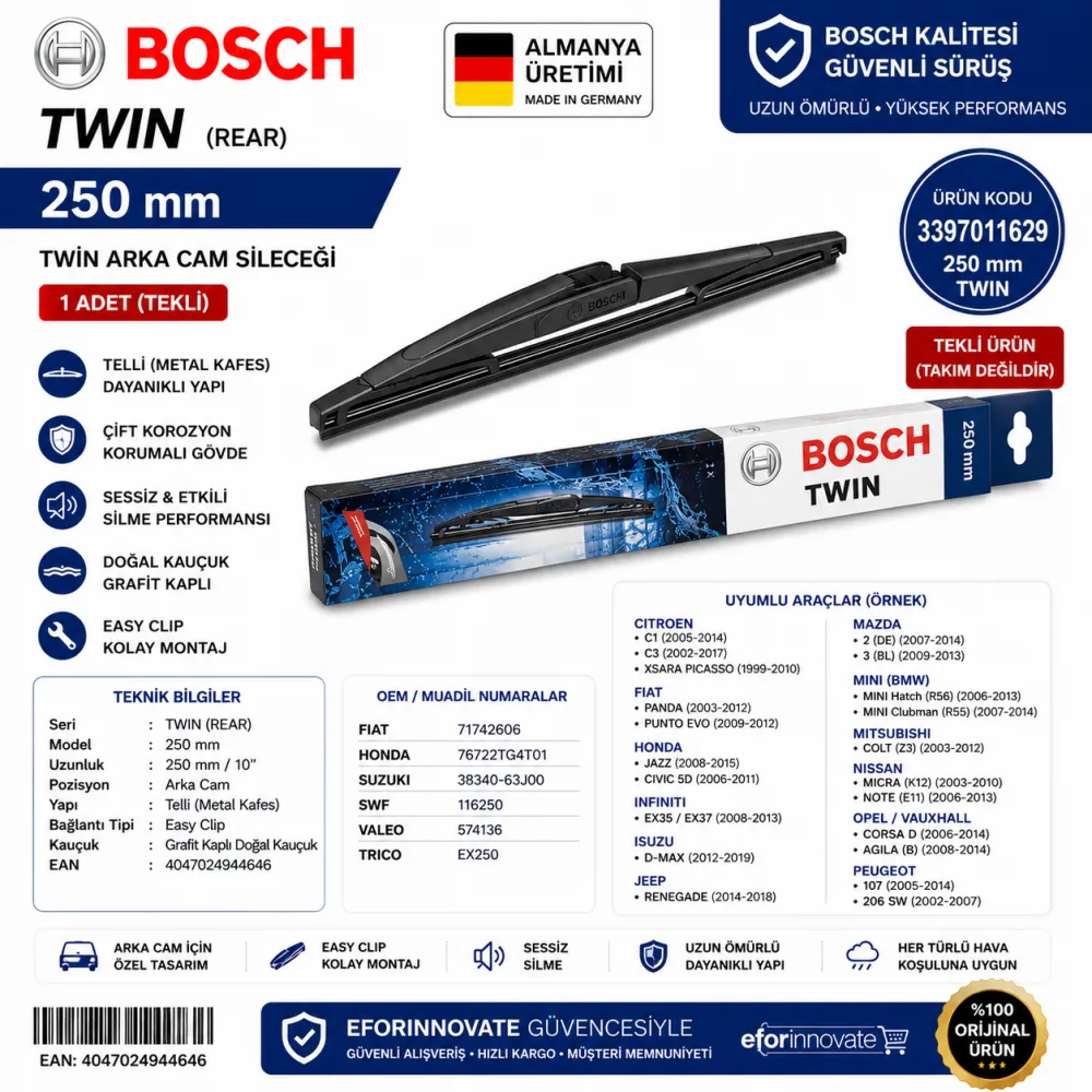 Twin Arka Cam Sileceği 250 mm 3397011629