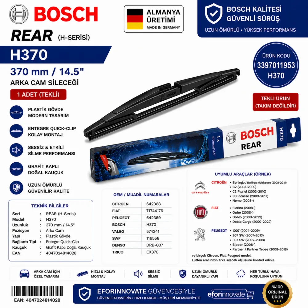 Arka Cam Sileceği 370 mm 3397011953