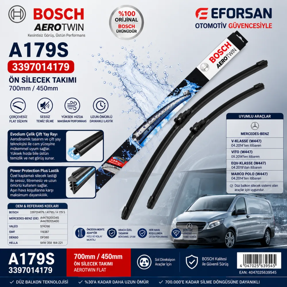Aerotwin Silecek Takımı 700/450 mm Mercedes Vito Uyumlu 3397014179