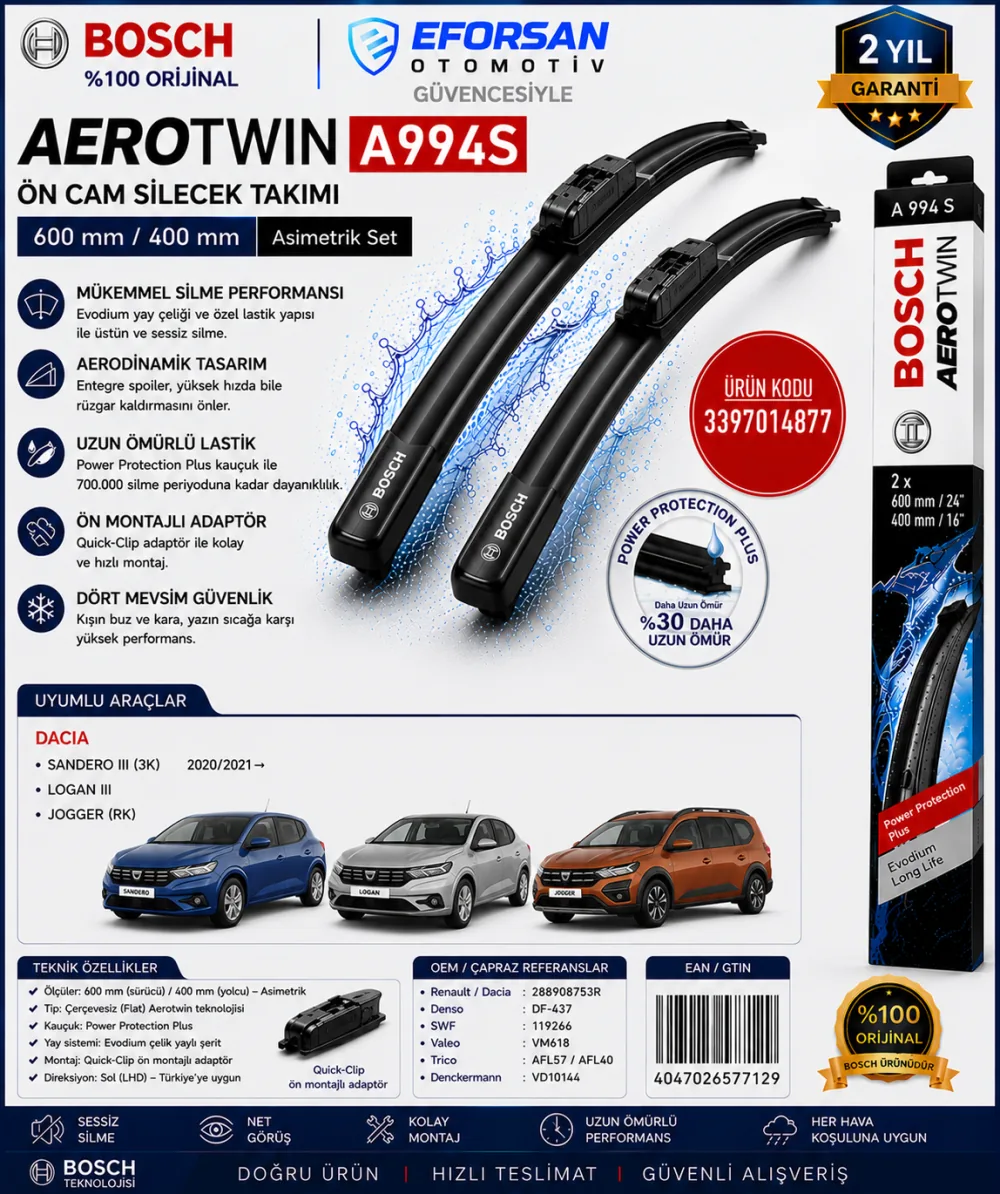 Aerotwin Silecek Takımı 600/400 mm 3397014877