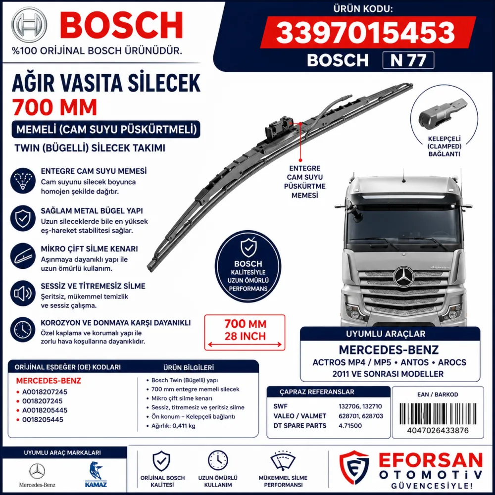 Aerotwin Silecek Takımı 700 mm Actros Uyumlu 3397015453