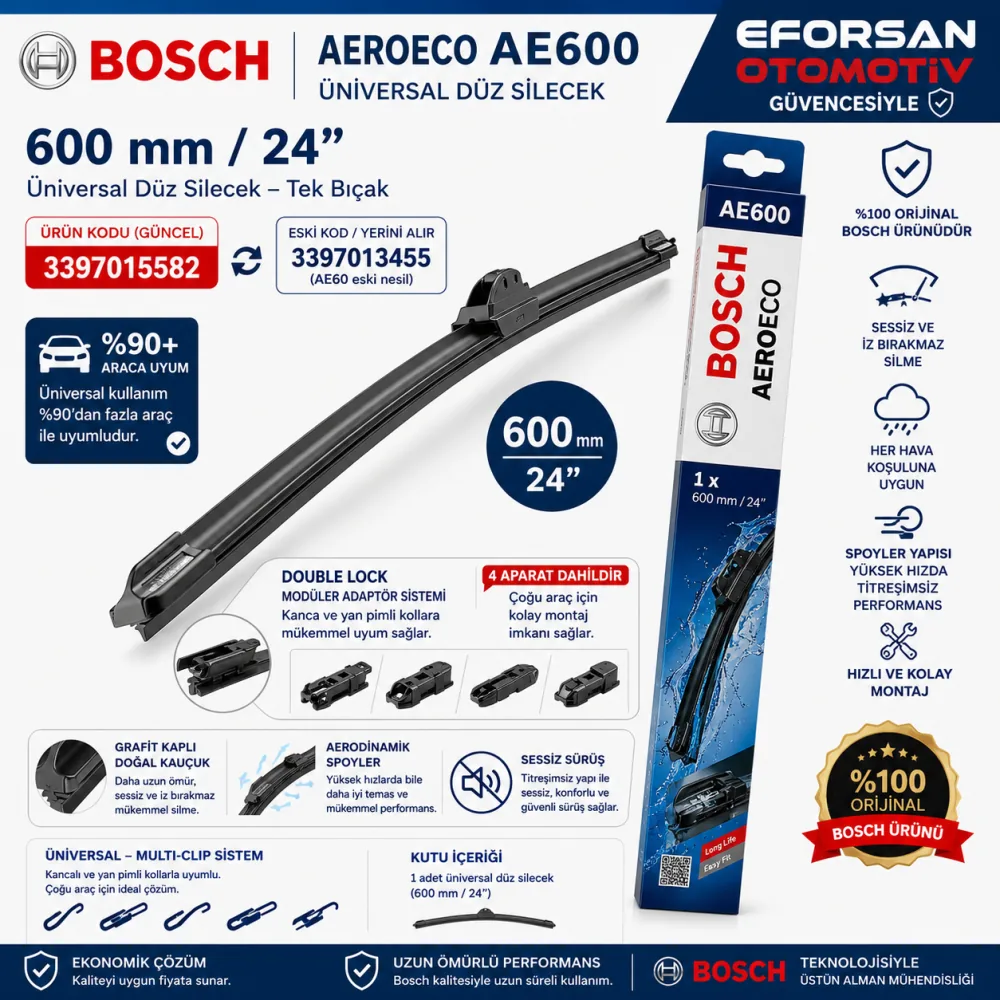 Bosch 3397015582 Ön Cam Silecek Süpürgesi 600 mm (AE600) 3397015582