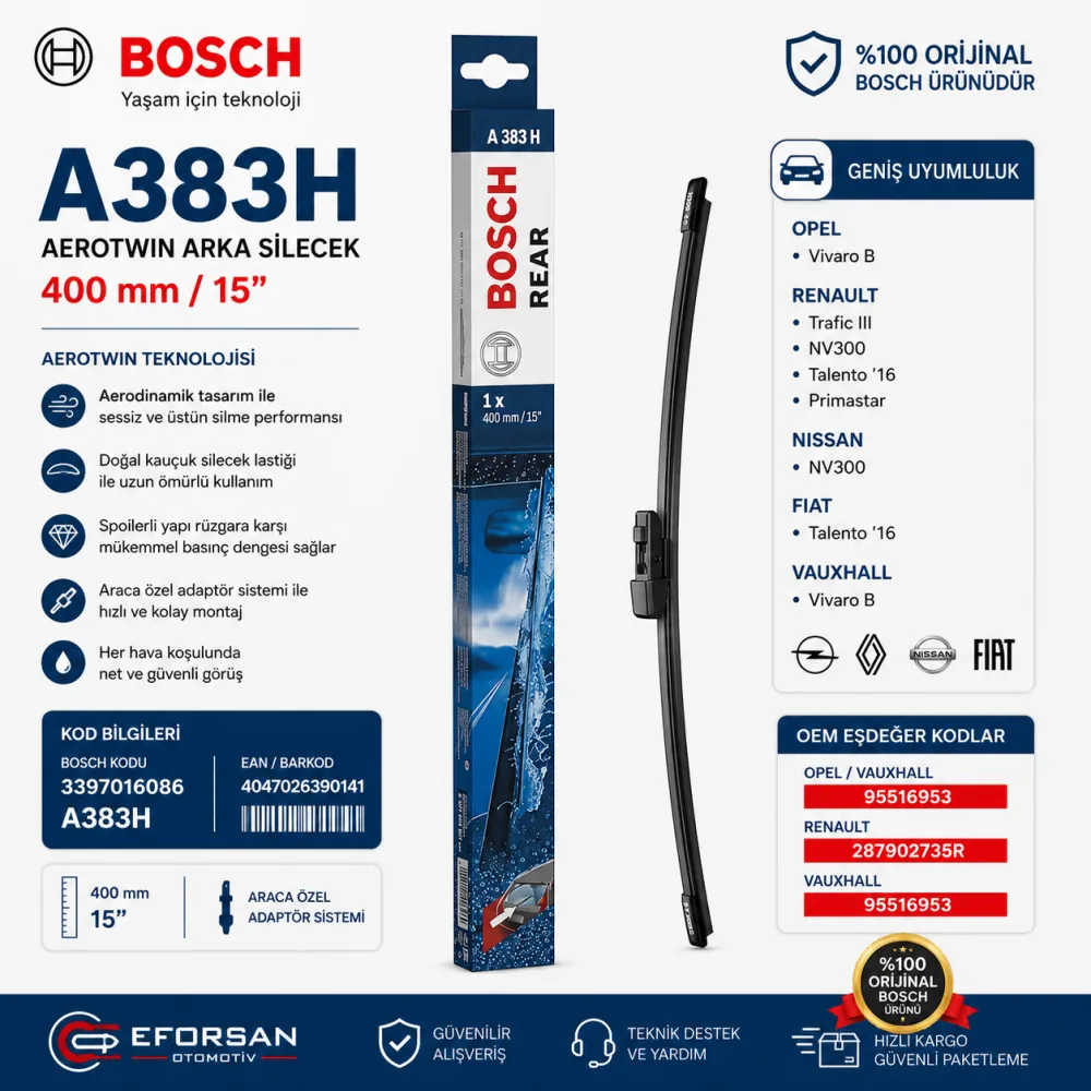 Aerotwin Silecek Takımı 400 mm Opel Uyumlu 3397016086