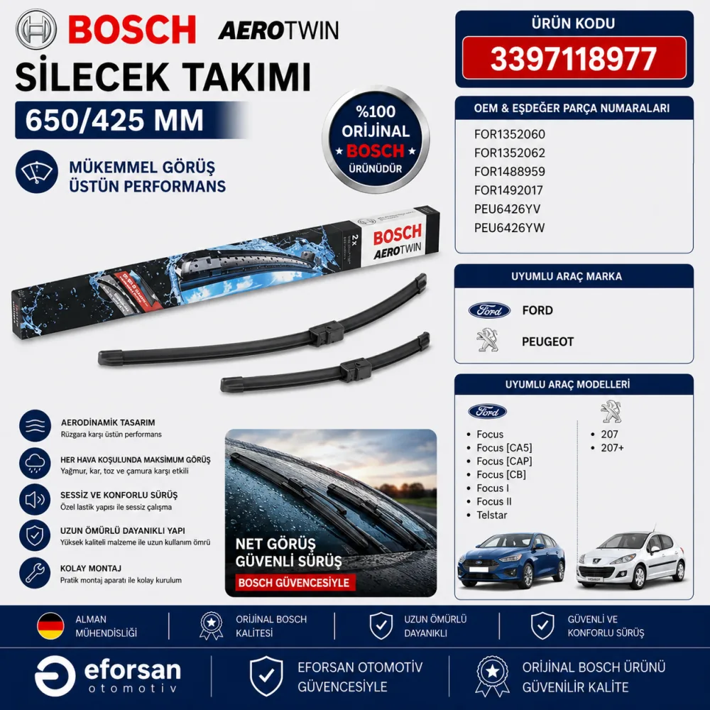 Aerotwin Silecek Takımı 650/425 mm Focus Uyumlu 3397118977
