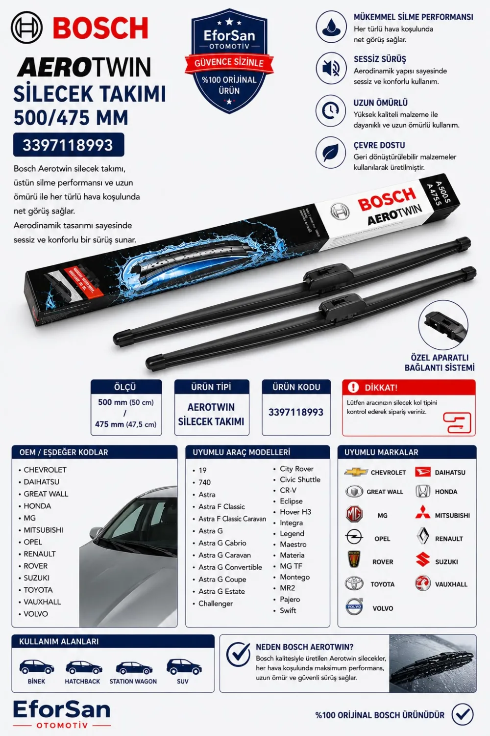 Aerotwin Silecek Takımı 500/475 mm 3397118993