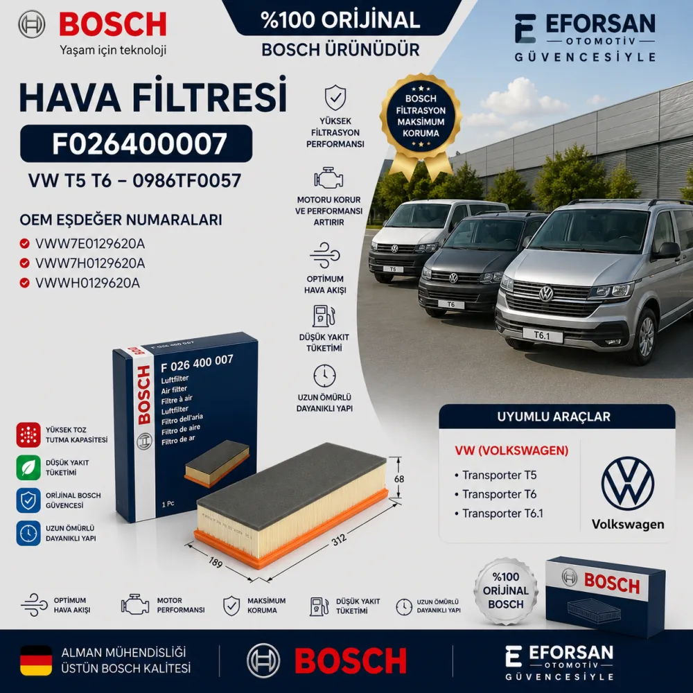 Hava Filtresi Volkswagen Uyumlu F026400007