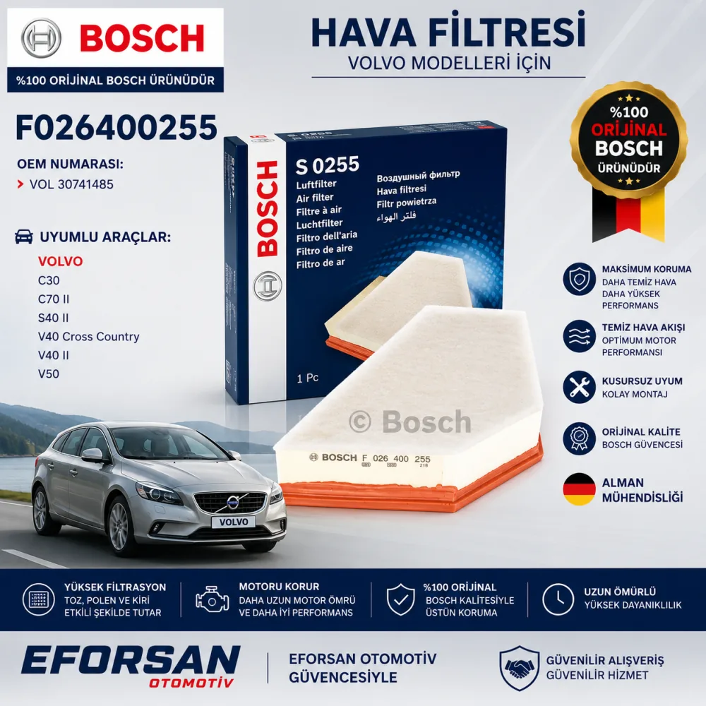 Hava Filtresi Volvo Uyumlu F026400255