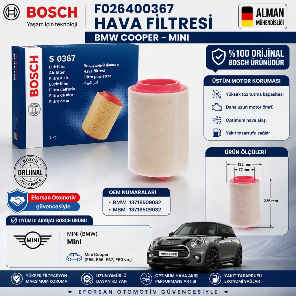 Hava Filtresi Bmw Mini Uyumlu F026400367