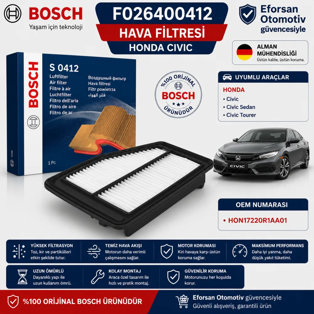 Hava Filtresi Honda Uyumlu F026400412