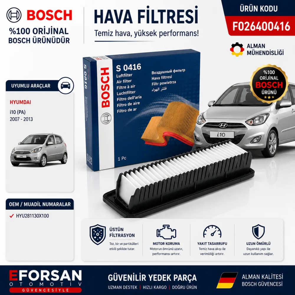 Hava Filtresi Hyundai Uyumlu F026400416