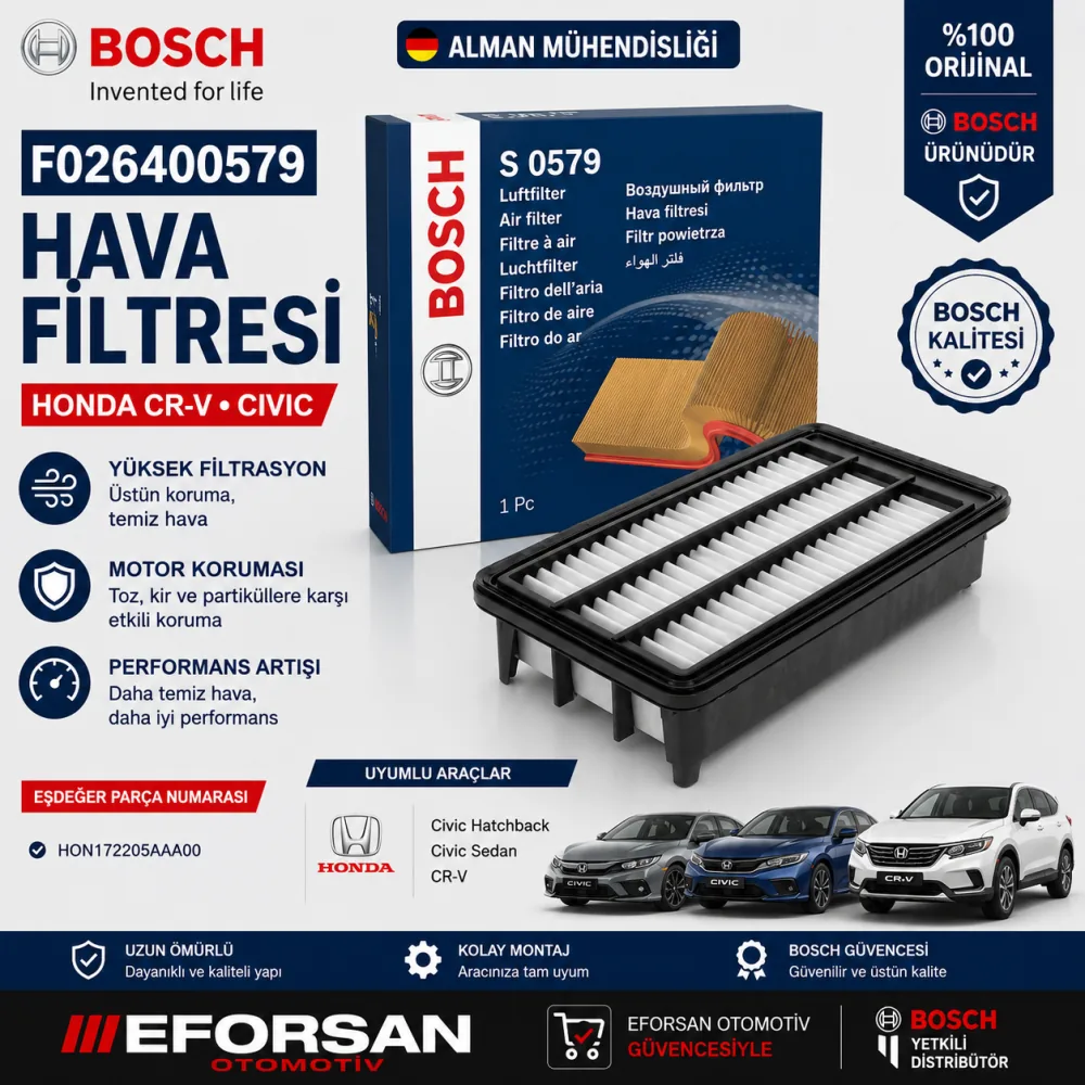 Hava Filtresi Honda Uyumlu F026400579