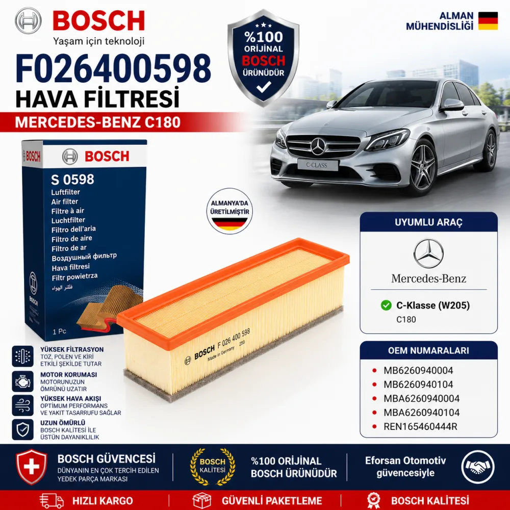 Hava Filtresi Mercedes Uyumlu F026400598