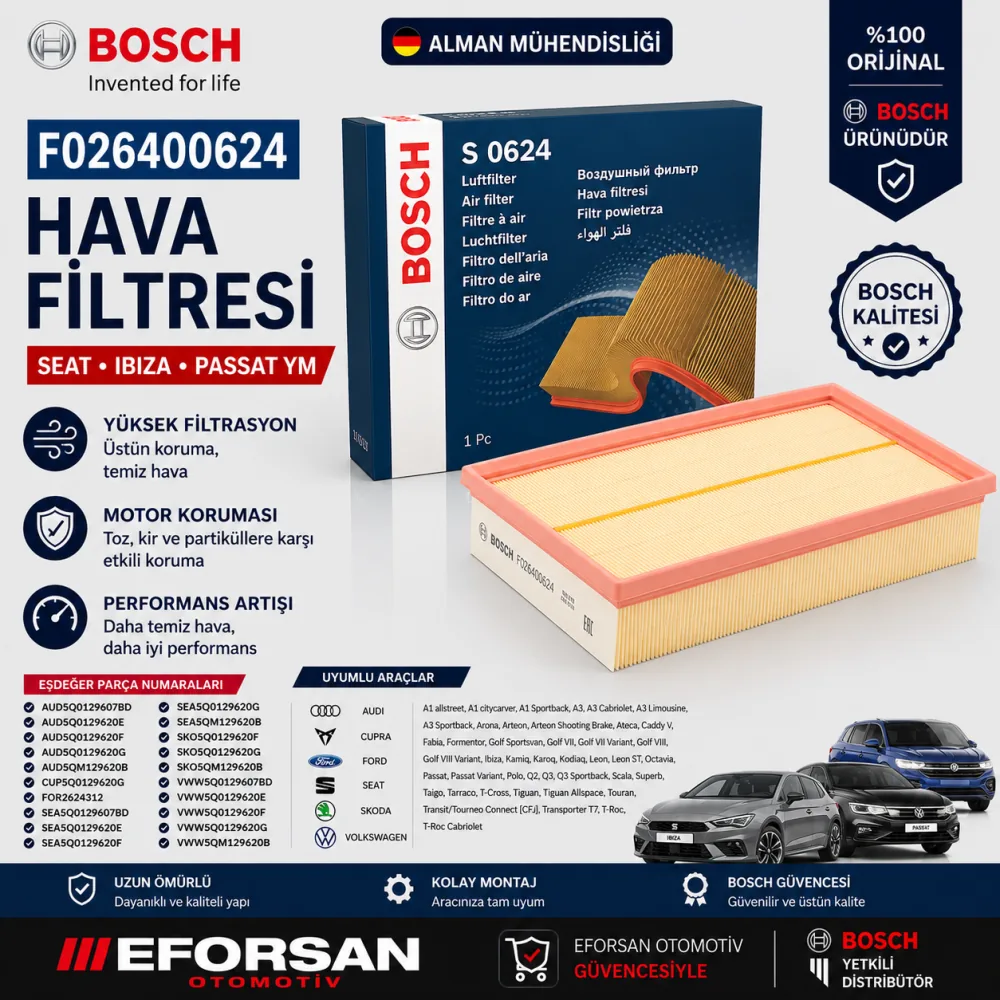 Hava Filtresi Seat Volkswagen Uyumlu F026400624