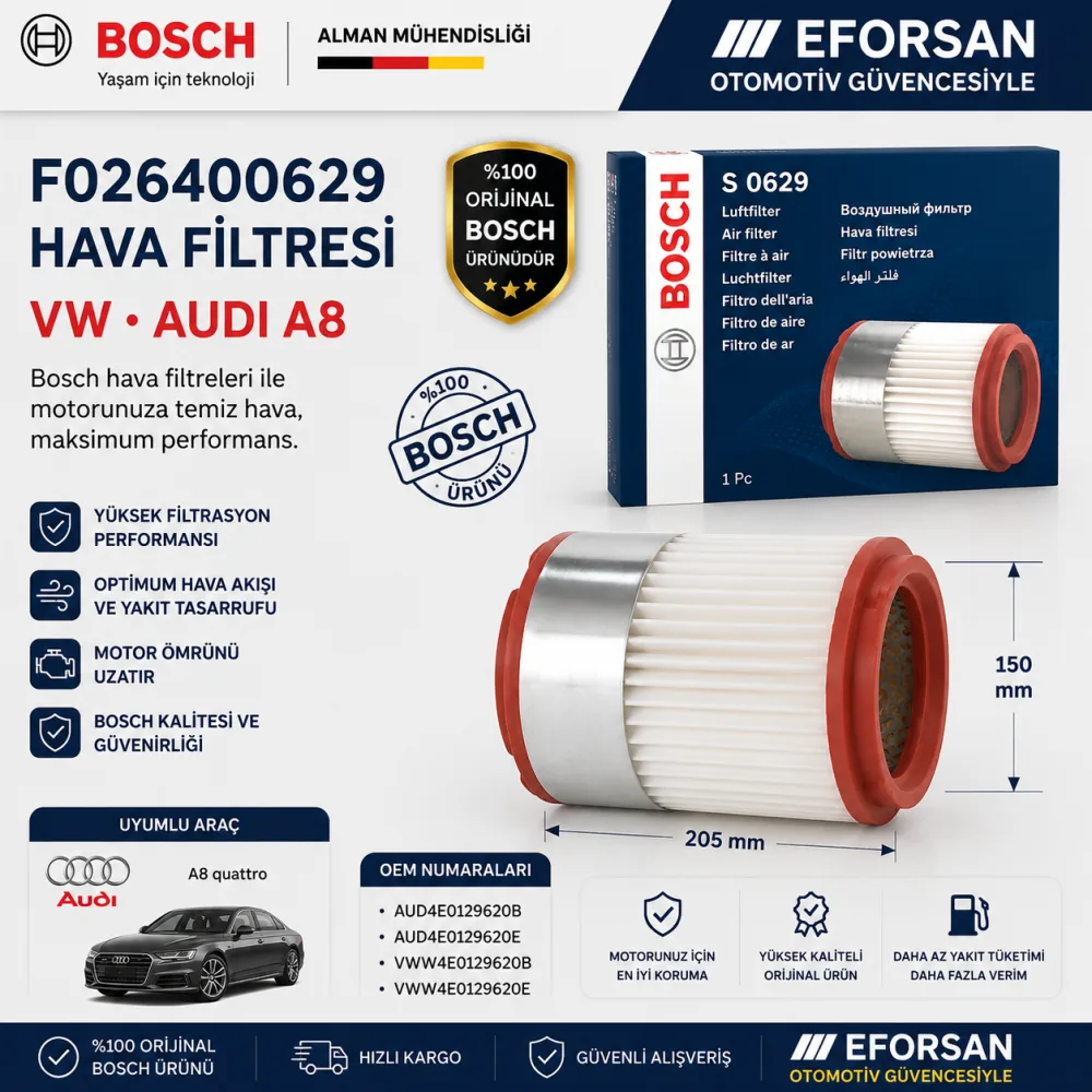 Hava Filtresi Volkswagen Audi Uyumlu F026400629