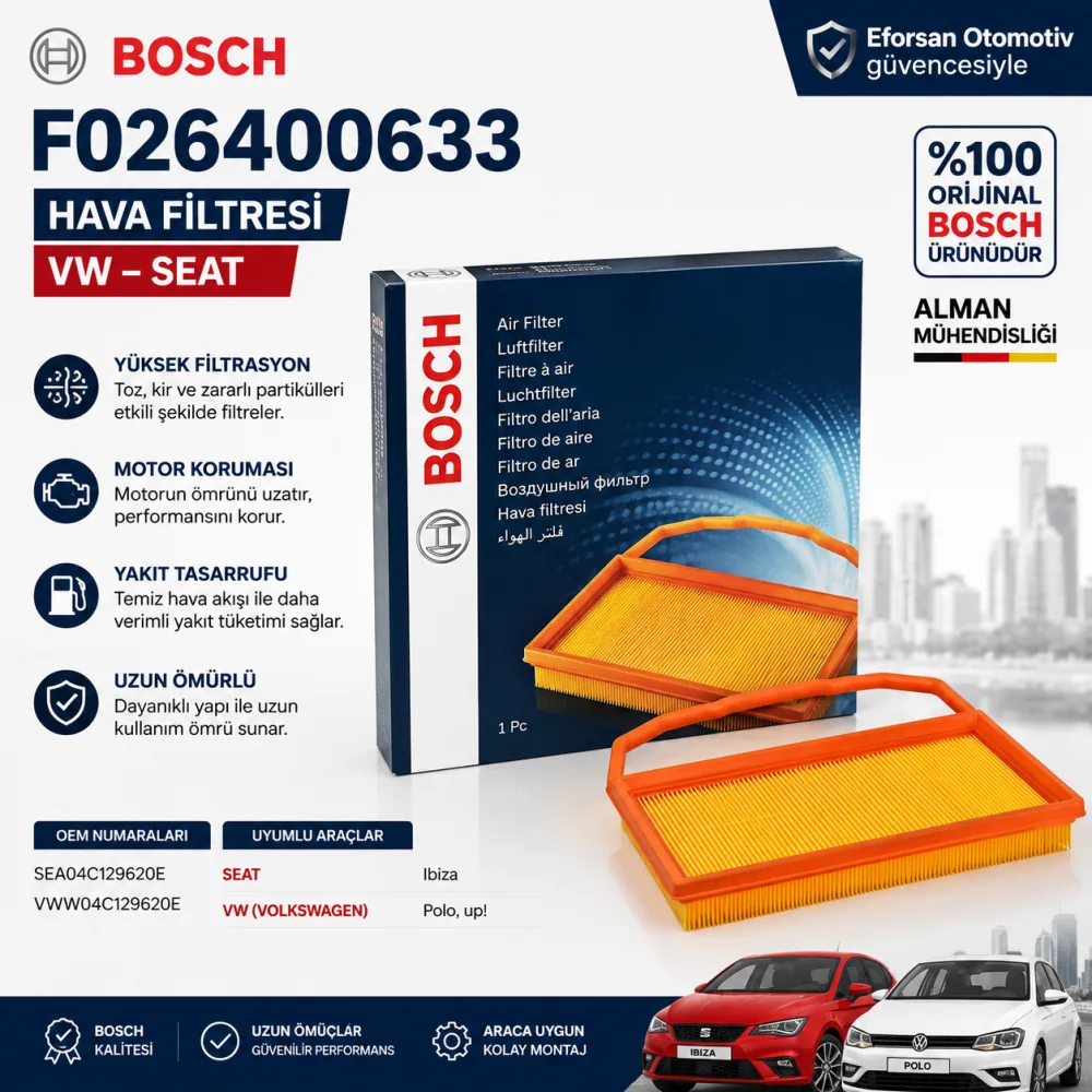 Hava Filtresi Volkswagen Seat Uyumlu F026400633
