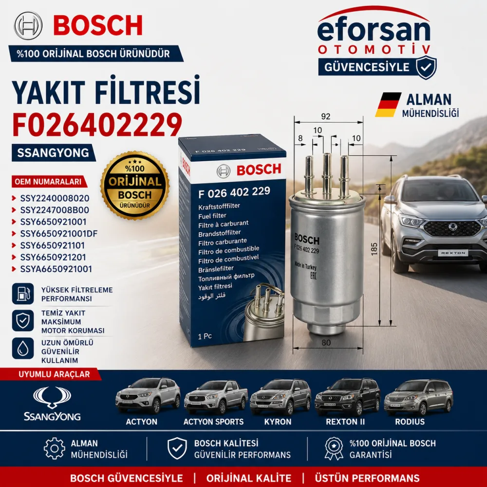 Yakıt Filtresi Ssangyong Uyumlu F026402229