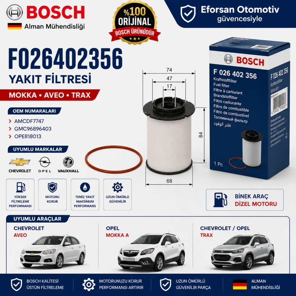 Yakıt Filtresi Opel Uyumlu F026402356