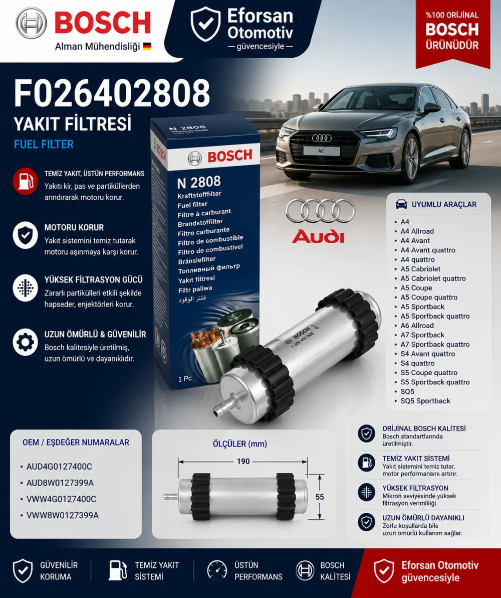Yakıt Filtresi Audi Uyumlu F026402808