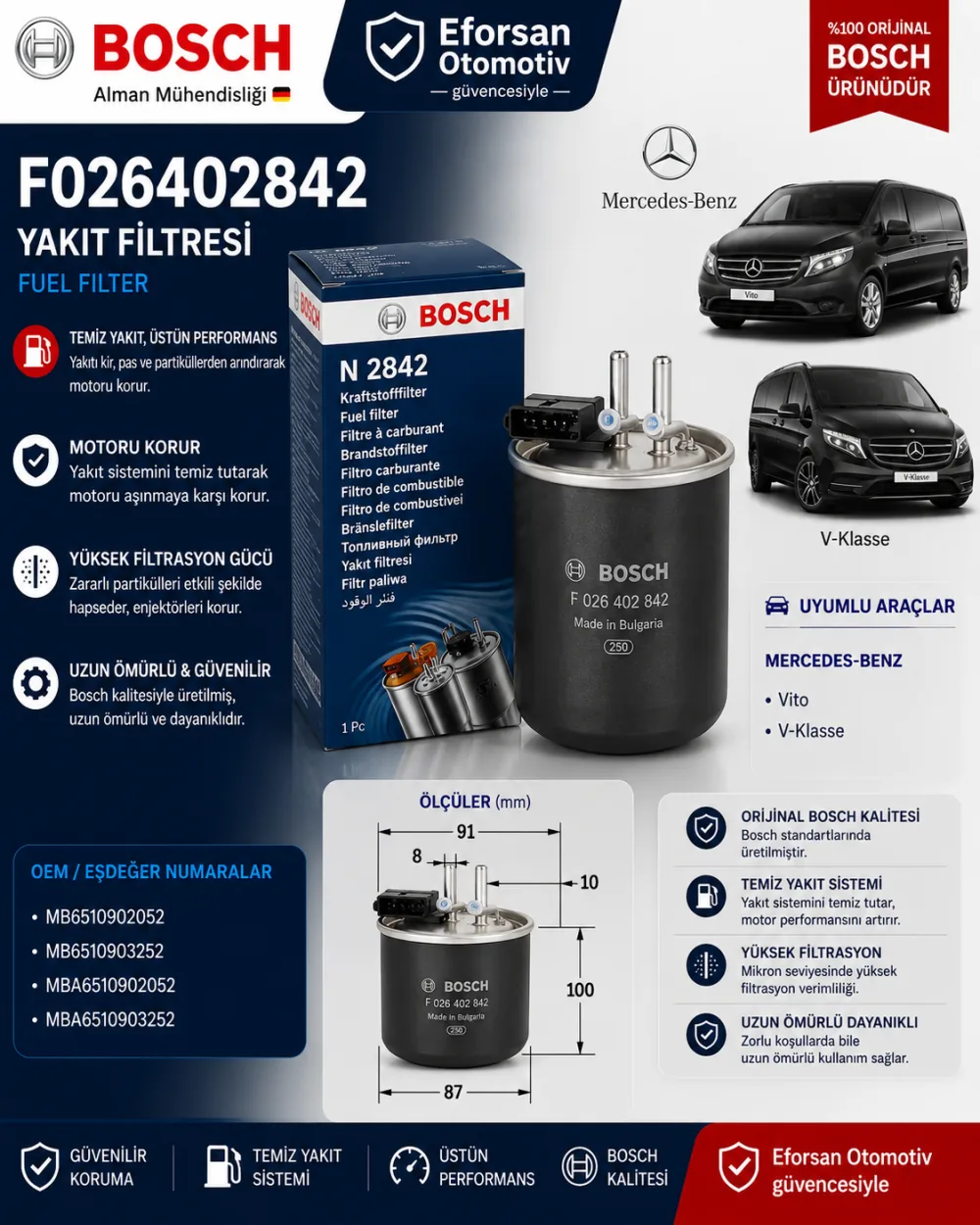 Yakıt Filtresi Mercedes Uyumlu F026402842