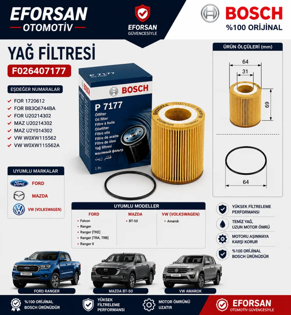 Yağ Filtresi Ford Uyumlu F026407177