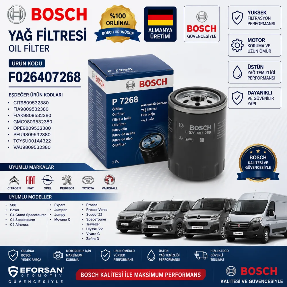 Yağ Filtresi Opel Toyota Citroen Uyumlu F026407268