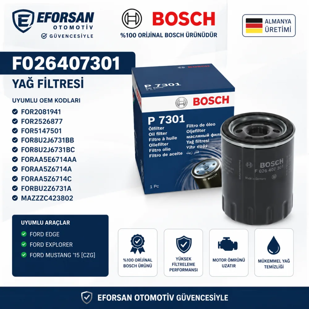 Yağ Filtresi Ford Uyumlu F026407301