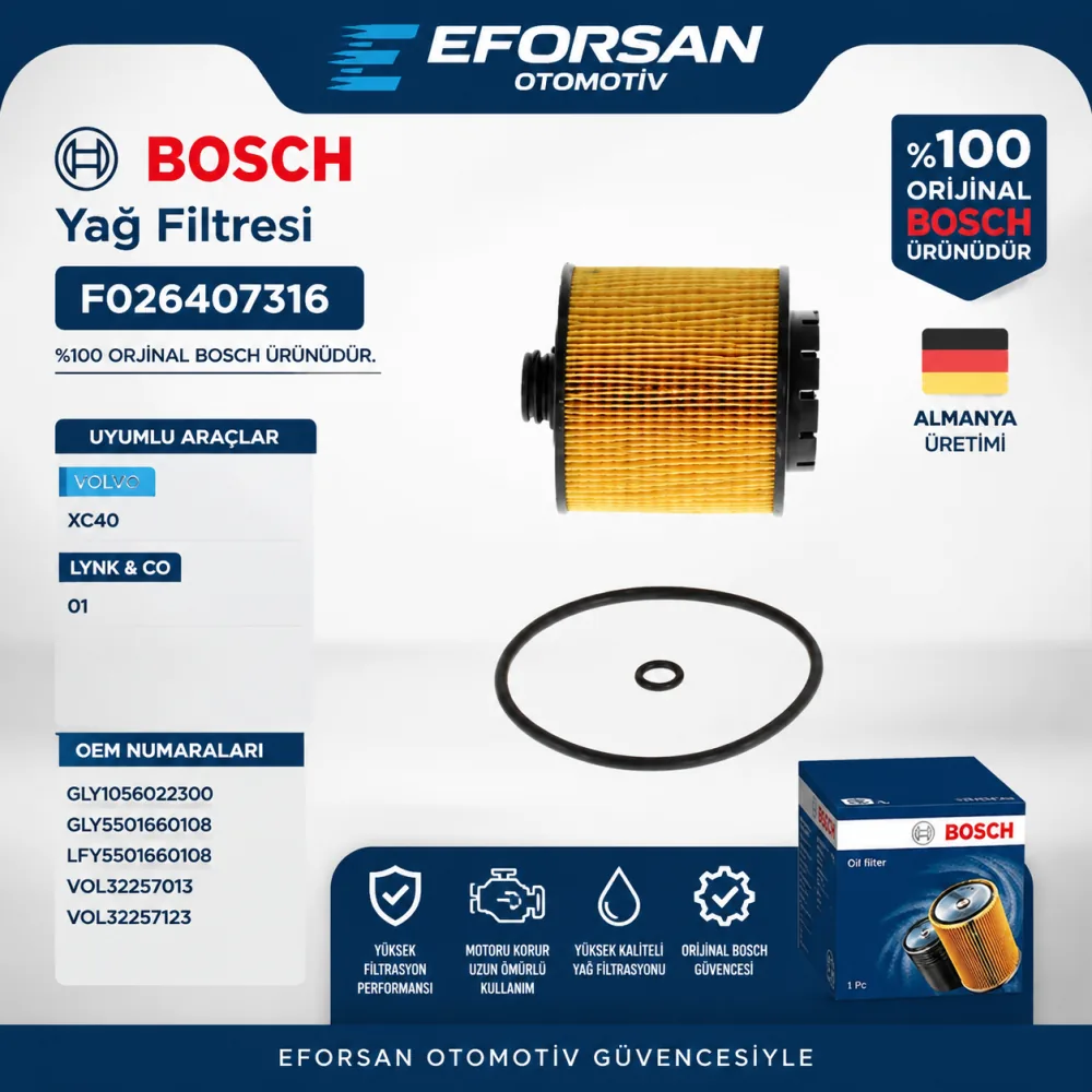 Yağ Filtresi Volvo Uyumlu F026407316