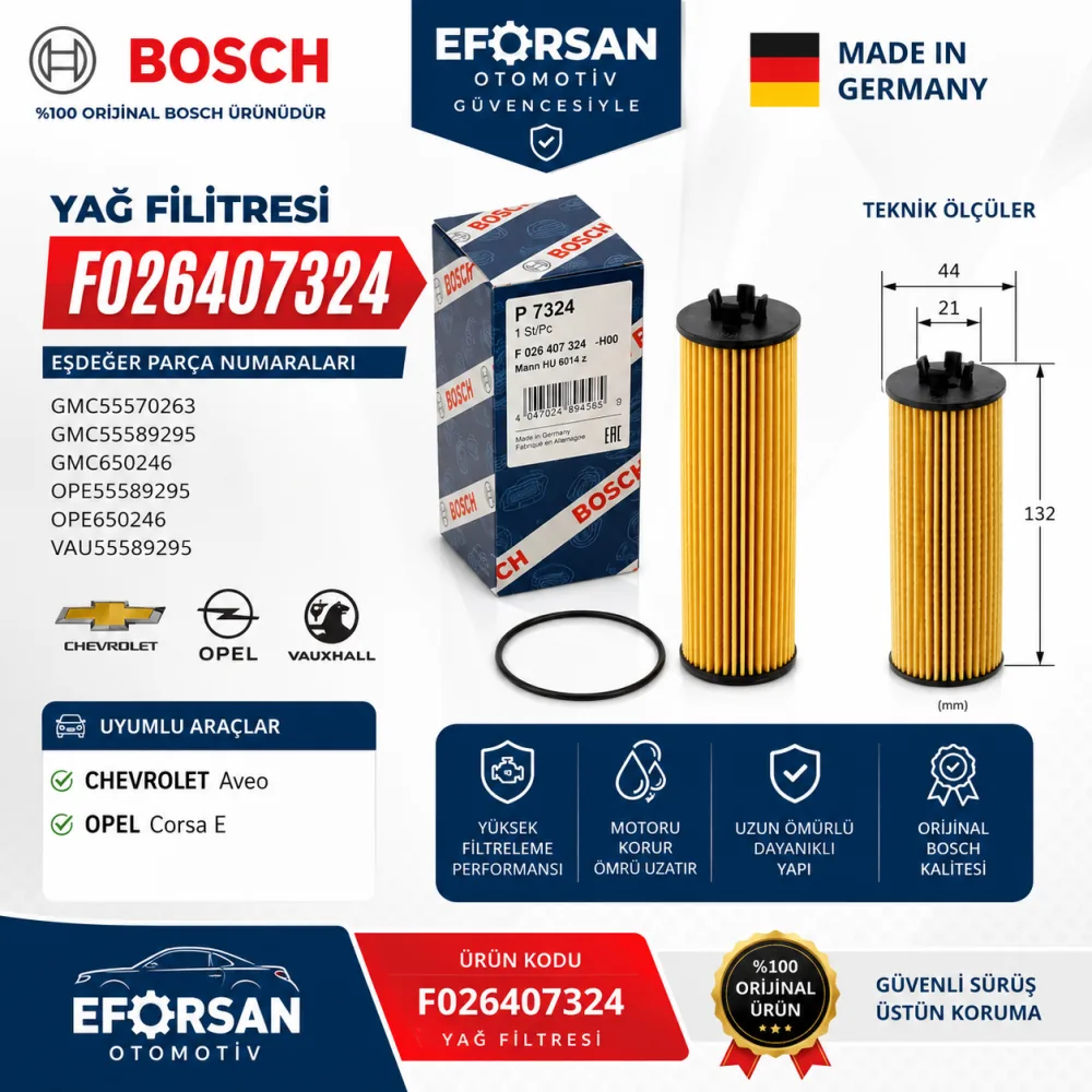 Yağ Filtresi Universal Opel Uyumlu F026407324