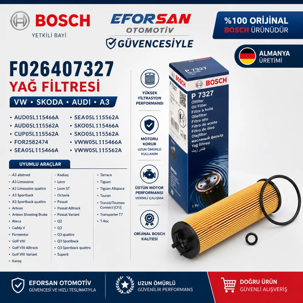 Yağ Filtresi Volkswagen Skoda Uyumlu F026407327