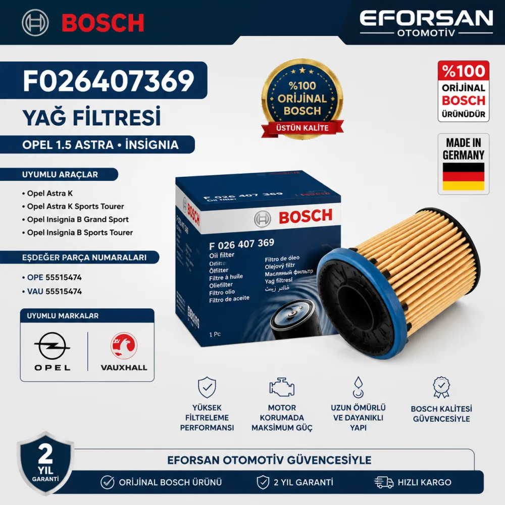 Yağ Filtresi Opel Uyumlu F026407369