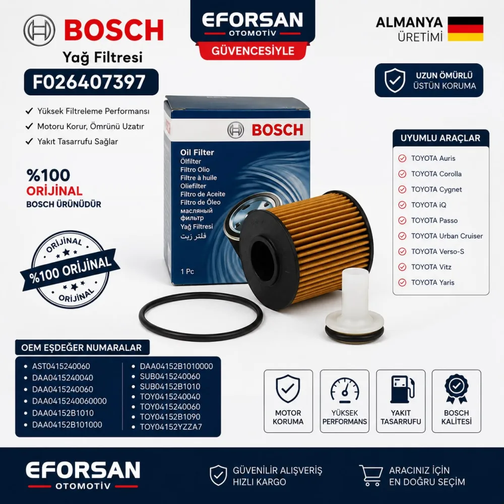 Yağ Filtresi Toyota Uyumlu F026407397